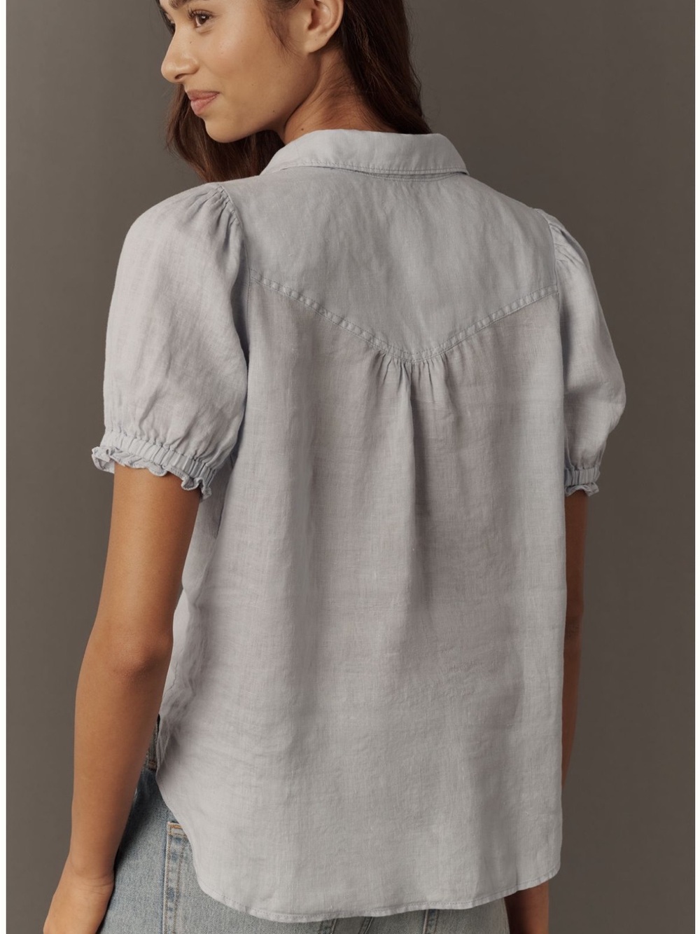 Pilcro Aly 100% Linen Puff Sleeve Blouse - Picture 4 of 9
